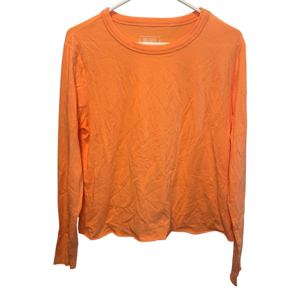 Candace Cameron Bure Womens Orange Raw Hem Long Sleeve Knit Top S NEW
